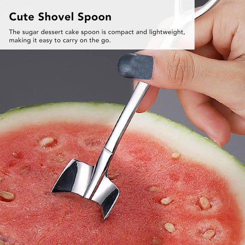 Ice Cream Spoon, Stainless Steel Cute Shovel Spoon Innovative Food Grade Material Reusable Sugar Dessert Cake Spoon for Home Cafe(4 Pointed Shovel...