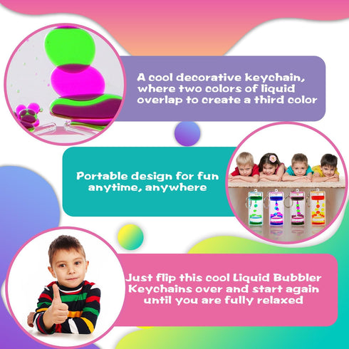 Liquid Motion Bubbler Keychains - Stress Relief Sensory Toy Gifts for Kids - Colorful Liquid Hourglass Keychain...