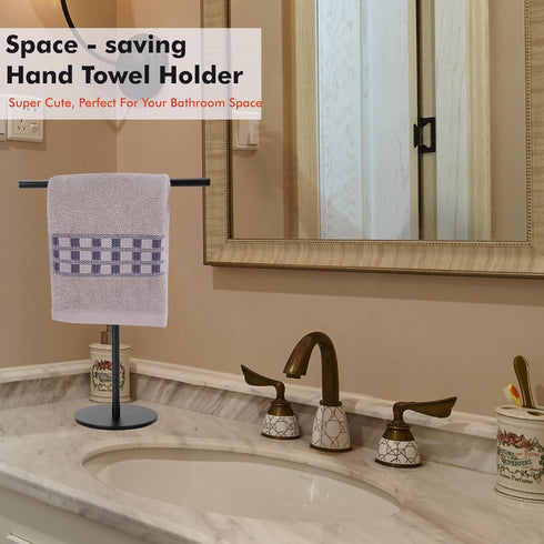 Black Hand Towel Holder Stand for Bathroom Vanity Countertop Stainless Steel T-Shape Freestanding Towel Rack Stand Towel Bar for Bathroom Kitchen ...