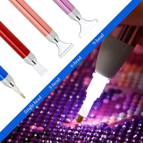 Maitys 4 Pcs LED Diamond Painting Drill Pen 5D Luminous Diamond Painting Accessories with 20 Clay Glue Paint, 9 Pen Heads(Pink, Gold, Blue, Red)...