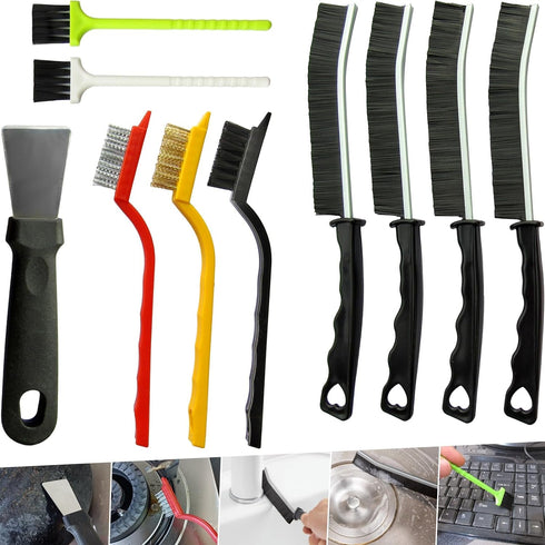10Pcs Crevice cleaning tools, Gap cleaning brush set,cleaning brushes small spaces, hard bristle crevice cleaning brush tool for Household Use Bat...