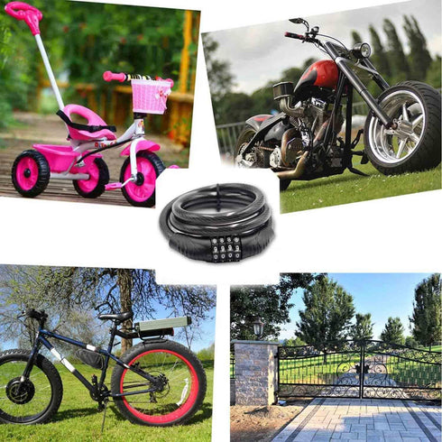 Combination Bike Cable Lock - 4 Digit, 32 inch Long Coiled Security Resettable Cable Lock, Anti-Theft Accessories for Mountain Bike, Road Bike, El...