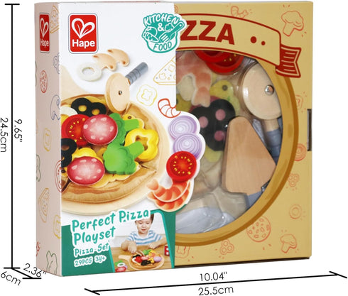 Hape Perfect Pizza Wooden Playset for Kids Kitchen| 2-in-1 Pizza Oven & Delivery Box| 29 PCs Pretend Play for Toddlers Ages 3 Years and Up , Black...