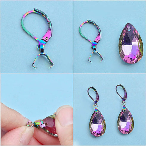 20pcs Stainless Steel Leverback Earring Hooks Hypoallergenic Ear Wires Buckle Hooks with Pendant Clasps for DIY Dangle Earrings Jewelry Making Sup...