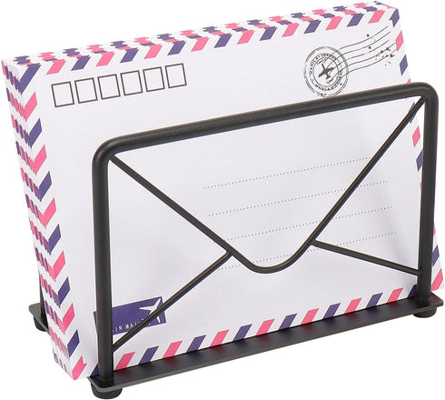 Modern Mail Holder for Home Office, Metal Letter Organizer Sorter for Desk, Cutout Mail Envelope Design, Bill Filling Paper Document Rack, Envelop...