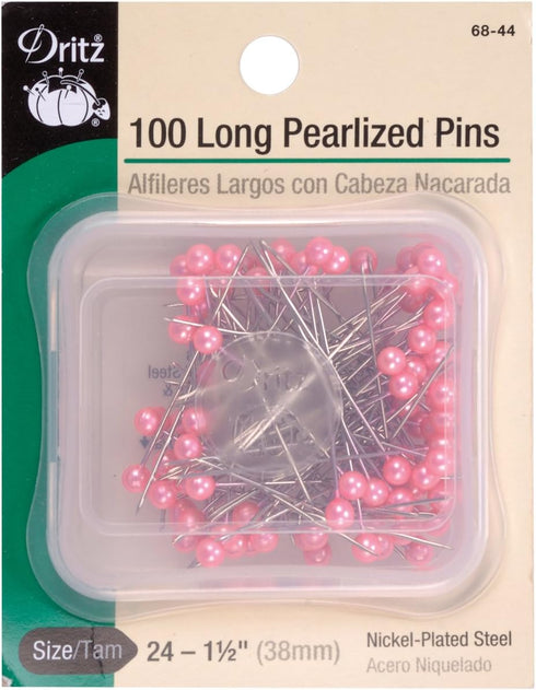 Dritz 68-44 Pearlized Pins, Long, Pink, 1-1/2-Inch (100-Count)...