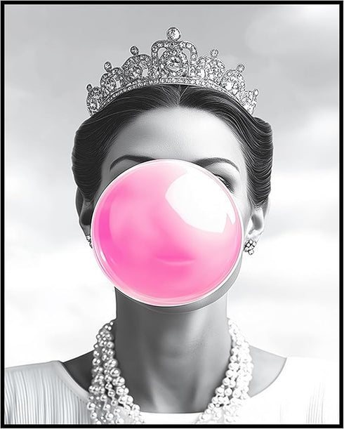 Posterizer 1 pcs-black and white fun retro modern art-pink bubblegum 2-Retro Art-Comedy Art-Gifts for Women- unframed wall art...