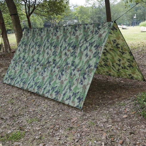 Camping Tent Tarp Waterproof, Multi-Function Tent Tarp Shelter 100 x 145 cm Hammock Rain Fly Shade Tarp 210T Printed Clot Protection Heavy Duty Sh...