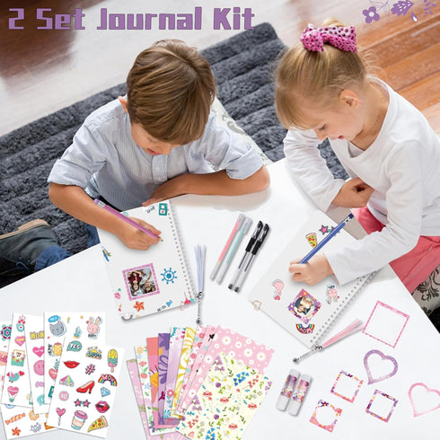 2-Pack DIY Journal Kit - 150+Pcs Gifts for 8 + Year Old Girls - Cool Birthday Gifts Ideas for Girls - Art & Crafts for Tween Kid - Teen Girls Tren...
