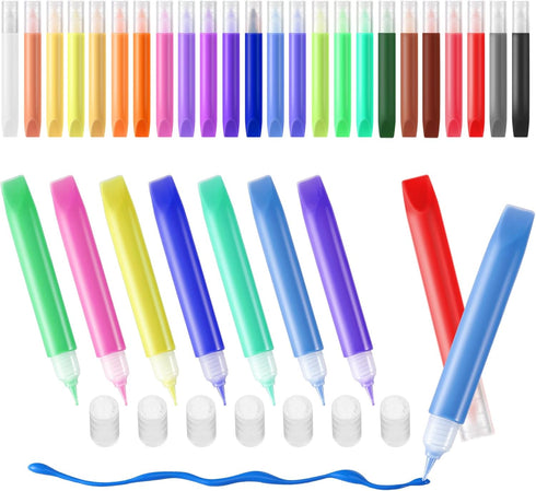 24 Pcs Suncatcher Paint Pens DIY Stained Glass Window Art Paint Pen for Kids Neon Suncatcher Paint Pens Crafts Sets for Kids 24 Colors...