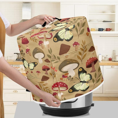 Art Mushroom Pressure Cooker Cover for Women Dust-proof Cover for Rice Cooker Air Fryer Kitchen Appliance Covers with Top Handle and Pocket Home K...