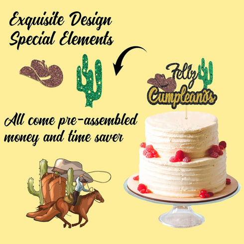 Black Glitter Feliz Cumpleaños Cake Topper - Spanish Happy Birthday Cake Topper - Adults/Teen's Birthday Party Decorations...