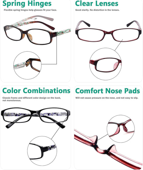 Eyekepper 4 Pairs Reading Glasses for Women Reading Striped Pattern Stylish Reading Eyeglasses...