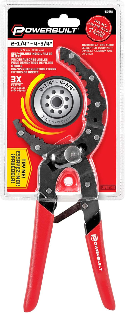 Powerbuilt 942068 Self-Adjusting Oil Filter Pliers , Red...