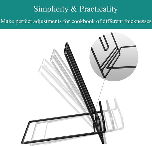 Cookbook Stand Holder for Kitchen Counter,Recipe Book Stand for Reading Hands Free(Black)...