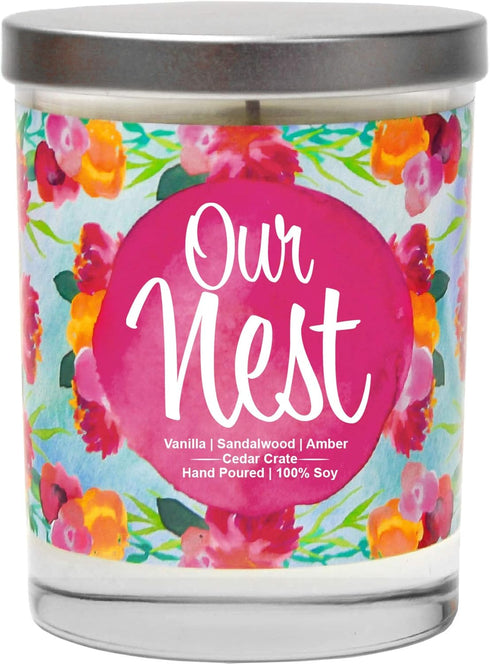 Our Nest | Vanilla, Sandalwood, Amber | Scented Soy Candles |10 Oz. Jar Candle | Poured in USA | Decorative Aromatherapy | Housewarming Gifts for ...