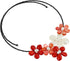 AeraVida Bold Bouquet of Reconstructed Red Coral and Shell Sakura Floral Choker Wrap Necklace...