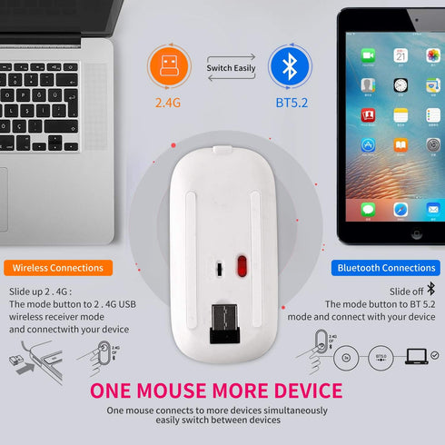 HXMJ Bling Dazzling Rechargeable 2.4GHz+5.2 Bluetooth Wireless Mouse Covered with Crystal Diamond Rhinestone,RGB Backlit,Great Gift idea for Her (...