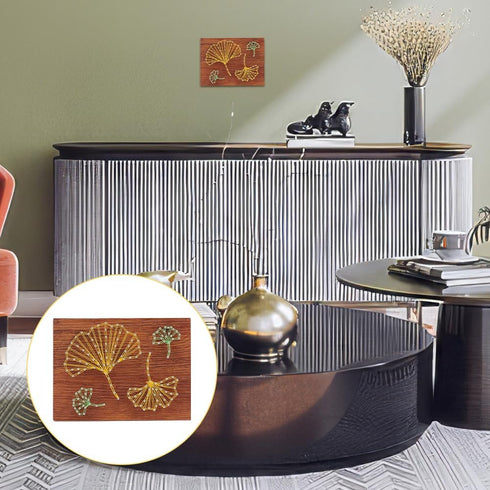 INFUNLY Leaves String Art Kit Creative Handmade Kit for DIY Lovers DIY Malachite Dance Craft Kit for Adult Beginners Wooden Frame Board with Pre P...