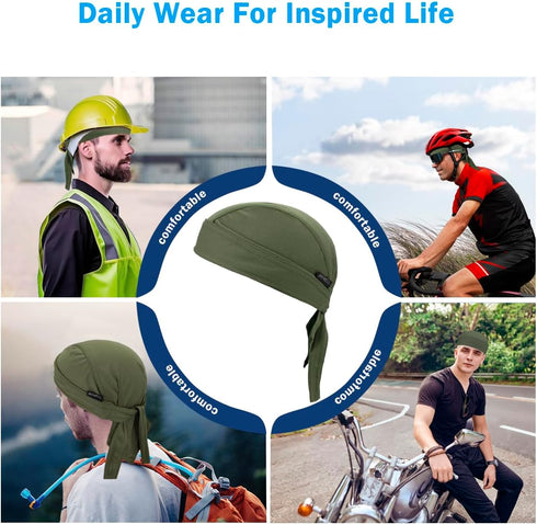 Sweat Wicking Doo Rag Cooling Dew Rag Helmet Liner Large Motorcycle Do Rags Head Wrap Bandana Skull Caps for Men and Women...
