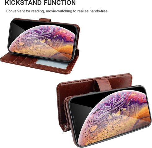 Bocasal for iPhone Xs/X Wallet Case with Card Holder PU Leather Magnetic Detachable Kickstand Shockproof Wrist Strap Removable Flip Cover for iPho...