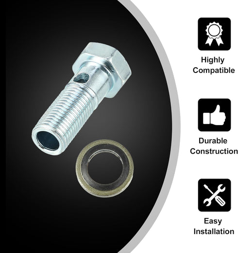 X AUTOHAUX 2 Set Universal Auto Banjo Bolt Brake Fitting Adapter Kit M12 x 1.25 Brake Line Thread Bolt with Washers...