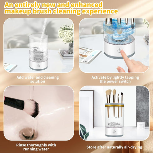 Makeup Brush Cleaner - Portable Electric Cleaner for Small to Medium Brushes, Fast and Efficient Cleaning, Ideal for Makeup Enthusiasts (white)...