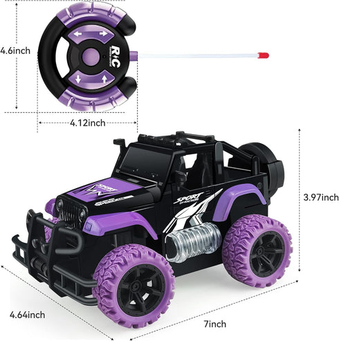 Remote Control Car for Girls 4-7, 1:20 Scale Rc Racing Cars Monster Truck for Kids Toddlers 3-5, Girl Remote Car Toy with LED Lights for Kids Age ...