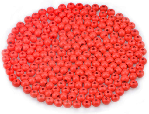 AD Beads 300 Pieces Wood Spacer Loose Wooden Craft Beads Big Hole Beads Assorted for Necklace Bracelet Craft Making Decoration (6x8mm 300pcs, Red)...