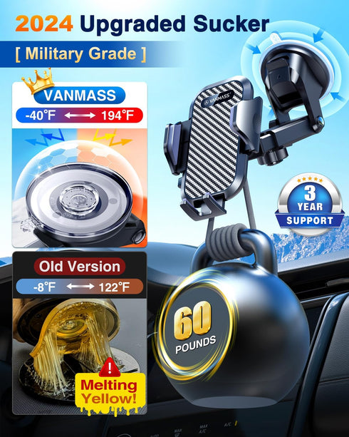 VANMASS ?2024 Newest & Strongest Military-Grade Cert Car Phone Holder Mount?Over 60LBS Suction? Dashboard Windshield Cell Automobile Cradles Truck...