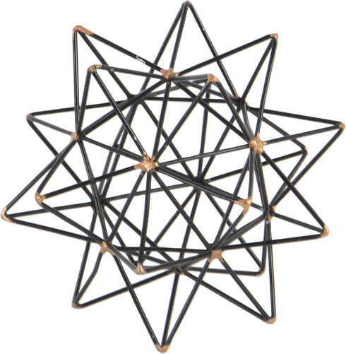 Deco 79 Metal Geometric Decorative Sculpture Home Decor Statue with Gold Accents, Accent Figurine 7" x 7" x 7", Black...