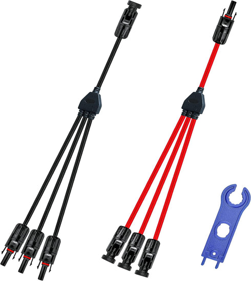 Solar Y Connector,Solar Y Branch Parallel Cable,Solar 1 to 3 Male Female Connector Adapter,10AWG 45A Waterproof IP68 40CM Cable,for Solar Panels,S...
