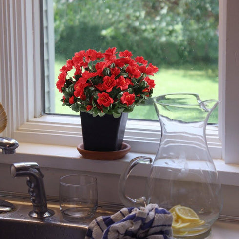GTIDEA 4pcs Silk Flower Artificial Azalea Fake Faux Primroses Bouquet Arrangements DIY Home Garden Table Patio Wedding Party Christmas Decoration ...
