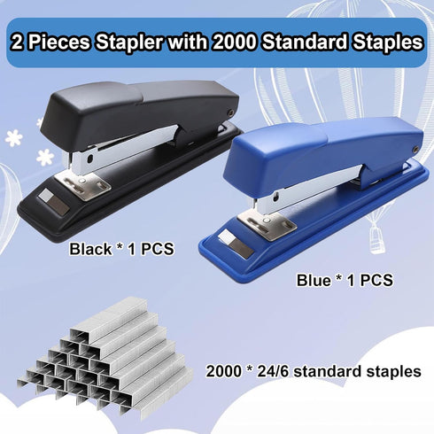 2 Pieces Stapler,25 Sheet Capacity Staplers with 2000 Standard Staples,Desktop Staplers Heavy Duty,Office Stapler Standard Stapler,Desk Staplers f...