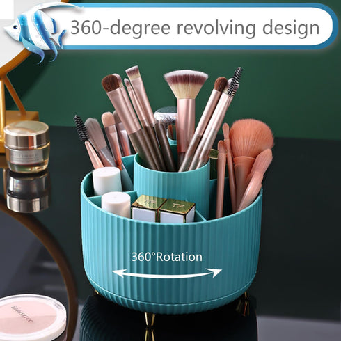 Makeup Organizer Makeup Brush Holder Organizer Lipstick Organizer 360° Rotating 5 Slot Make up Brushes Cup for Cosmetics Nail Polish Hair Brush Ho...
