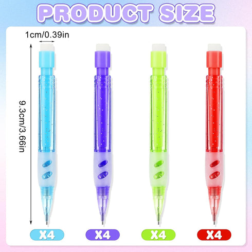 16 PCS Mini Mechanical Pencils 0.7 Mm Mini Small Automatic Pencil With Eraser for High School Students Kids Mini Office Supplies for Writing Drawi...