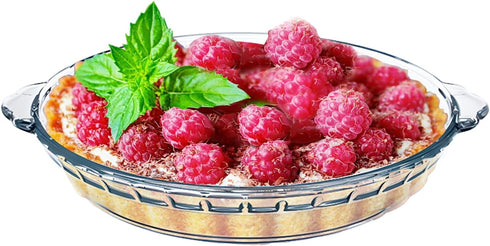 1 Pack Round Glass Pie Pans for Baking Round Baking Dishes with Handles for Apple Pie Pumpkin Pie Salads (Clear 7in)...