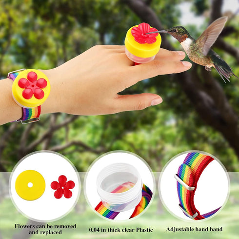 Hummingbird Hand Feeder Set 3 Packs Handheld Hummingbird Feeders Adjustable Wrist Hummingbird Hand Feeders Suction Cup with Perches Hummingbird Ri...