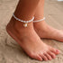 Boho Pearl Anklets Bracelets Beaded Layered Ankles Bracelets Shell Pendant Foot Chain Jewelry for Women...