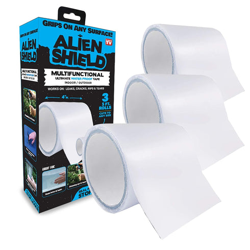 Bell+Howell Alien Shield Transparent Sealing Tape Waterproof Repair Tape Adhesive Strips Patch Tape to Repair Tears, Cracks, and Leaks, 3 Rolls To...