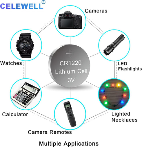CR1220 5-Pack 3V Lithium Battery 40mAh for LED Light/Bracelet/Flashlight?5-Year Warranty?...