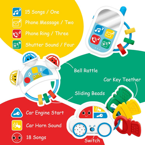 Baby Montessori Sensory Learning Toys with Sounds - Infant Toddlers Travel Activities Musical Teething Toys for Babies 0 3 6 9 12 18 Months - Newb...