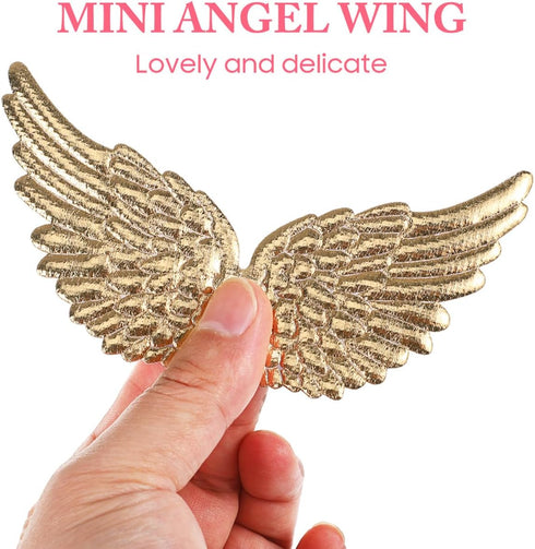 NUOBESTY Angel Wing Shape Embroidered Patches, Iron on Patches Applique DIY Craft Decoration Sew On for Clothes Jeans 12pcs (Gold)...