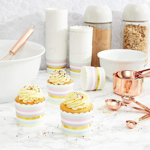 Sparkle and Bash 50-Pack Pastel Cupcake Liners - Large Paper Baking Cups for Birthdays, Home Baking, Bake Sales, Bridal Showers (2.2 In)...