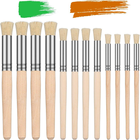 Wooden Stencil Brushes Natural Stencil Bristle Brushes Dome Art Painting Brushes Wood Paint Template Brush for Acrylic Oil Watercolor Art Painting...