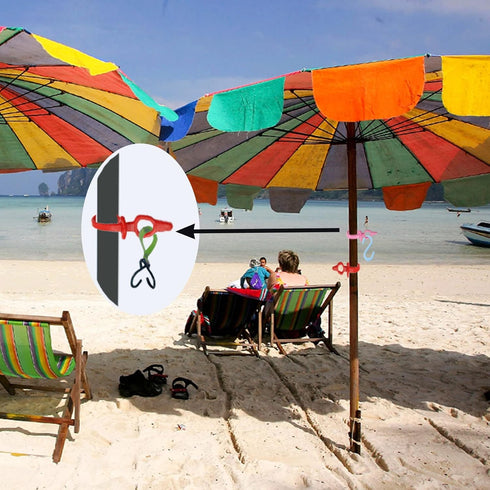 Easy Umbrella Hook Beach Accessories for Vacation Must Haves Essentials,Trip Gear Set of 4 with 6 Hooks,Various Poles...