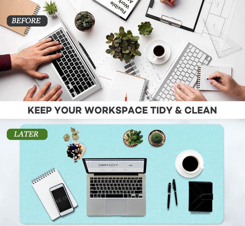 Multifunctional Office Desk Pad Mat Blotter on Top of Desks Non-slip Desk Writing Mat Waterproof Desk Mat Protector for Desktop PVC Leather Desk M...