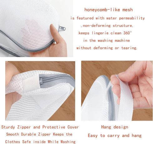 Bra Washing Bags for Laundry,6 Pcs Large bra laundry bags for washing machine,Fits for A-D Cups Bras Anti Deformation Bra Washing Bag(Blue)...