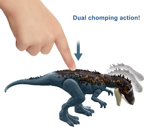 Mattel Jurassic World Mega Destroyers Carcharodontosaurus Posable Dinosaur Action Figure Toy with Attack and Breakout Features, Blue...