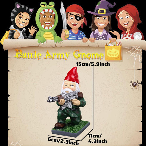 Military Gnomes Funny Army with Guns AK47 Garden Decor Outdoor Statue Figurines Lawn Yard Decoration Resin (B)...